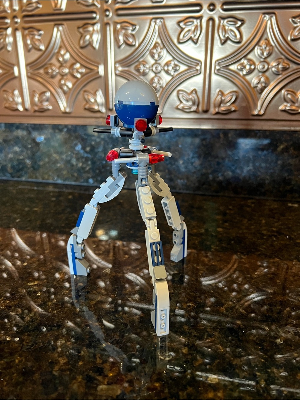 Lego Blue, White & Red Tripod Droid Build